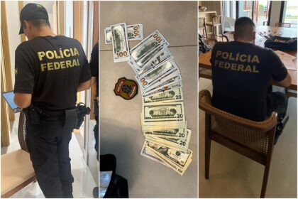 Agentes da Polícia Federal em operação contra fraude no seguro-defeso com documentos e equipamentos apreendidos