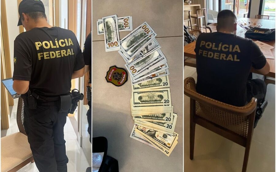 Agentes da Polícia Federal em operação contra fraude no seguro-defeso com documentos e equipamentos apreendidos
