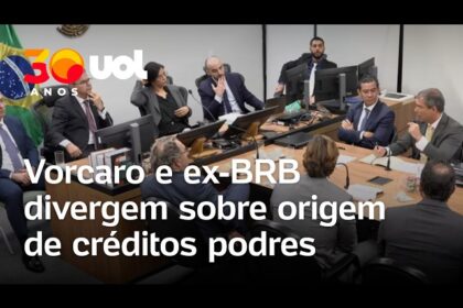 Sede do BRB em Brasília com documento da PF sobre investigação de créditos podres
