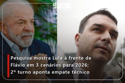 Gráfico de pesquisa eleitoral 2026 mostra Flávio Bolsonaro 50,8% e Lula 49,2% em segundo turno