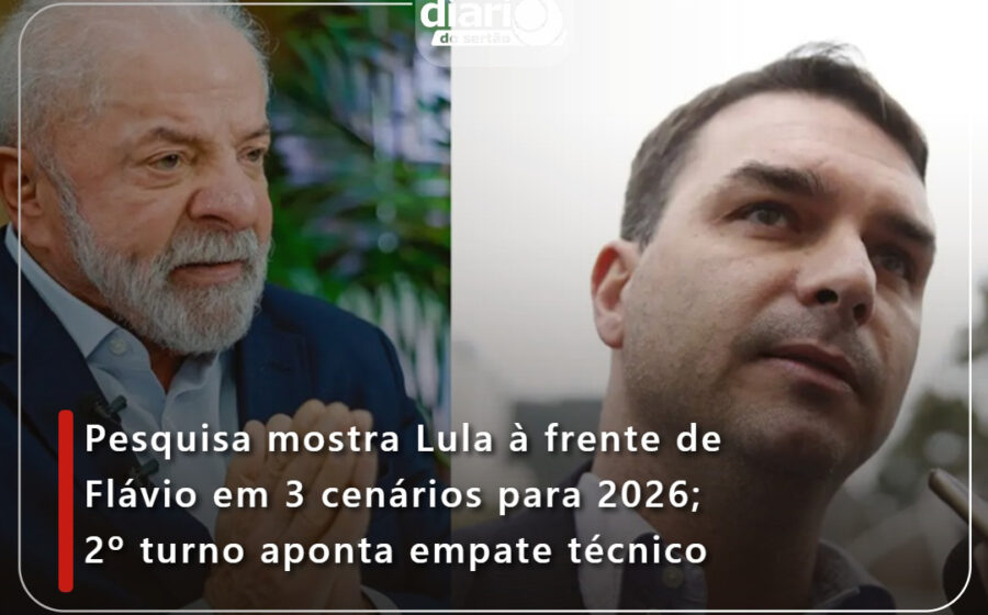 Gráfico de pesquisa eleitoral 2026 mostra Flávio Bolsonaro 50,8% e Lula 49,2% em segundo turno