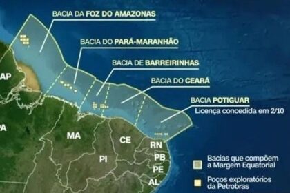 Plataforma de perfuração Petrobras na Margem Equatorial, costa do Amapá, poço Morpho