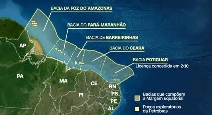 Plataforma de perfuração Petrobras na Margem Equatorial, costa do Amapá, poço Morpho