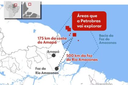 Plataforma de perfuração da Petrobras no poço Morpho, Foz do Amazonas, costa do Amapá