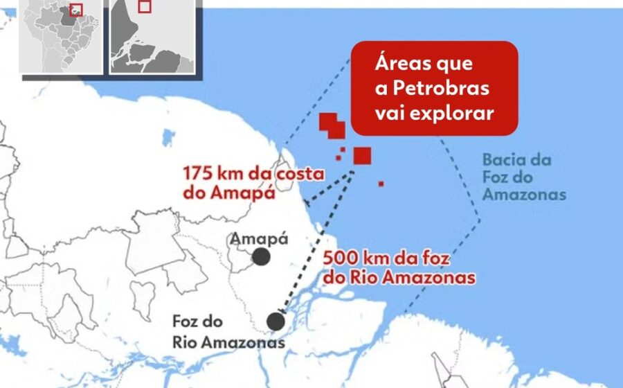Plataforma de perfuração da Petrobras no poço Morpho, Foz do Amazonas, costa do Amapá