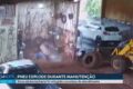 Momento exato da explosão de pneu em borracharia de Morro Agudo ferindo funcionário