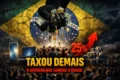 Gráfico de barras vermelhas crescentes sobre mapa do Brasil simbolizando rombo fiscal de 290 bilhões em promessas eleitorais