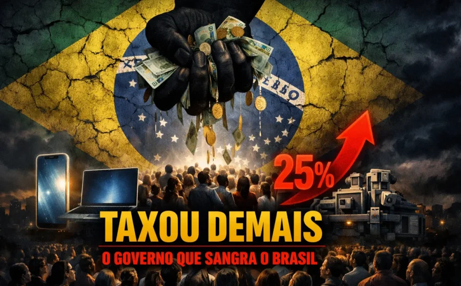 Gráfico de barras vermelhas crescentes sobre mapa do Brasil simbolizando rombo fiscal de 290 bilhões em promessas eleitorais