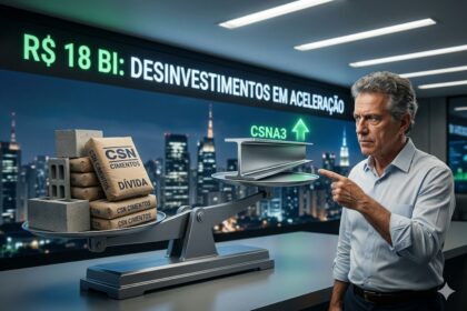 Gráfico da bolsa brasileira com logos da CSN, Vale e Petrobras destacando resultados do terceiro trimestre