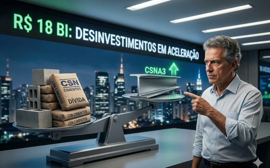 Gráfico da bolsa brasileira com logos da CSN, Vale e Petrobras destacando resultados do terceiro trimestre