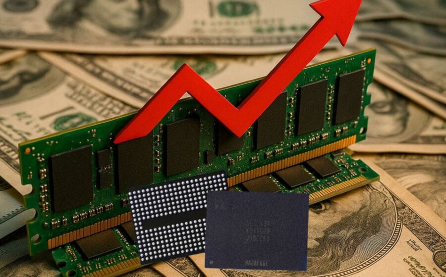 Chips de memória HBM empilhados representando escassez de RAM e alta demanda por IA até 2028