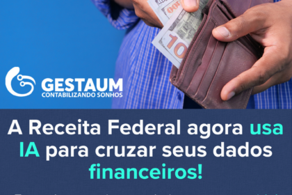 Inteligência artificial analisando dados fiscais e financeiros da Receita Federal brasileira