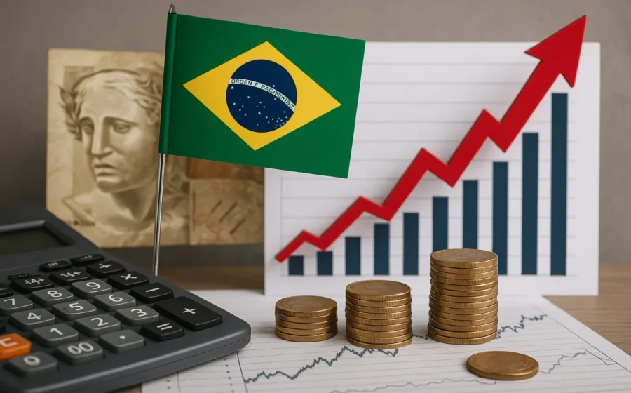 Gráfico dual: renda crescente vs. espaço fiscal colapsando no Brasil 2026