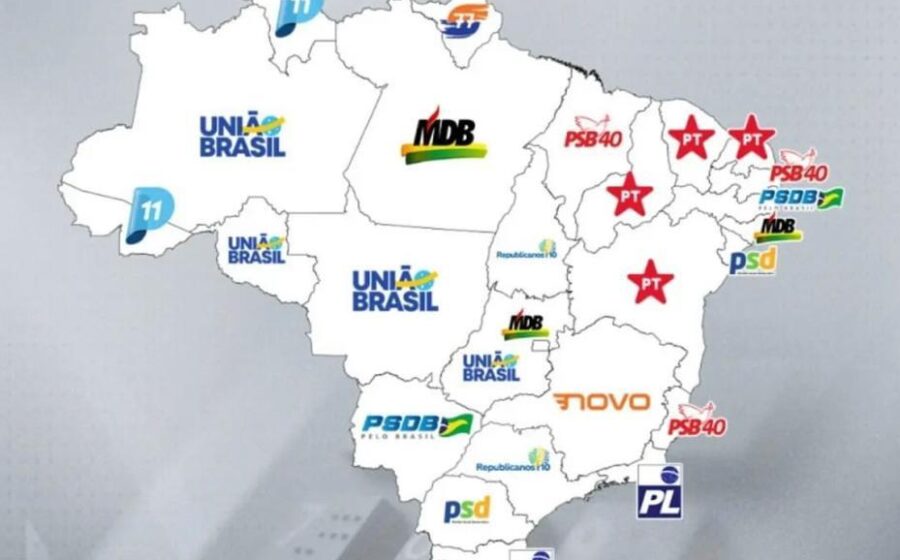 Mapa do Brasil colorido mostrando resultados do 2º turno das eleições municipais em 51 cidades
