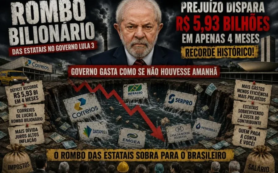Gráfico mostra déficit histórico de R$ 2 bilhões das estatais federais em setembro, pior resultado desde 2001