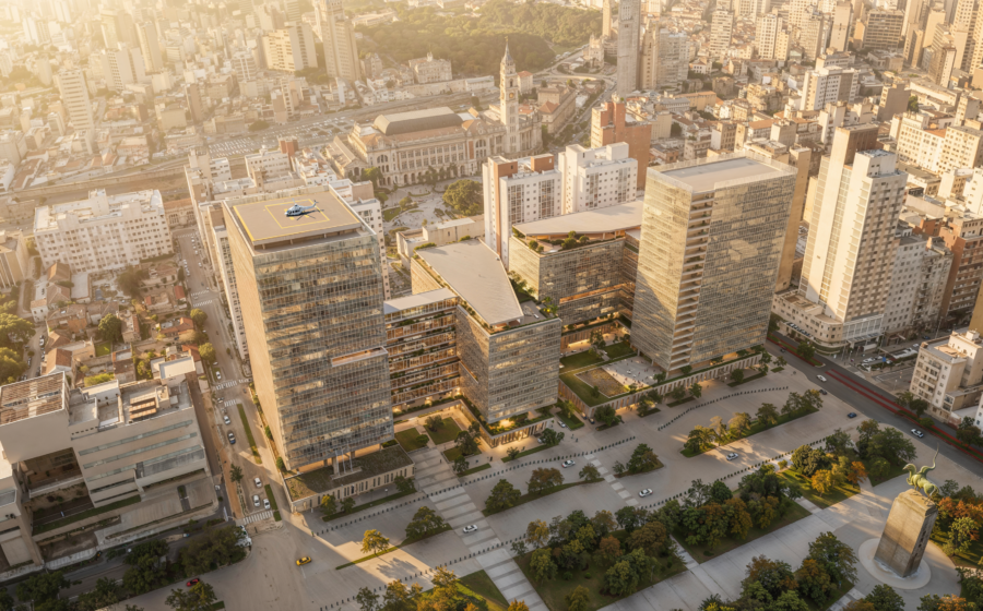 Maquete do novo centro administrativo de SP na Praça Princesa Isabel, PPP de R$ 6 bi