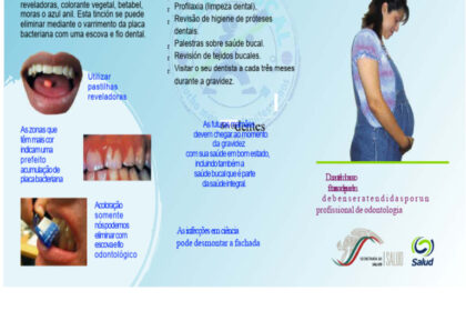 Gestante em consulta odontológica no pré-natal, dentista examina saúde bucal com espelho clínico