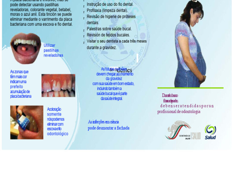 Gestante em consulta odontológica no pré-natal, dentista examina saúde bucal com espelho clínico