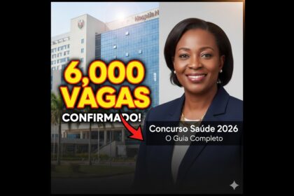 Profissionais de saúde em hospital com gráfico de crescimento de empregos 2026