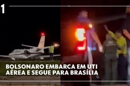 Senador Flávio Bolsonaro embarcando em jato privado na fronteira Argentina-Equador