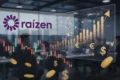 Logos da Shell e Raízen com gráfico de ações representando conversão de 1,2 bi de ações ON para PN