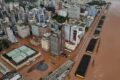 Enchente histórica no Rio Grande do Sul 2024 com áreas alagadas e danos estruturais