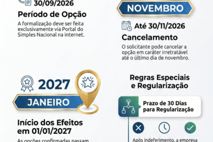 Calendário mostra prazo final 30 de novembro para adesão Simples Nacional 2027