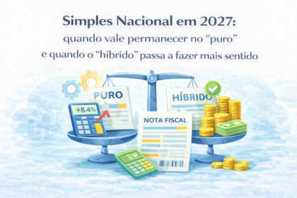 Empresário analisando opções Simples Nacional puro ou híbrido com calendário marcando 30 outubro