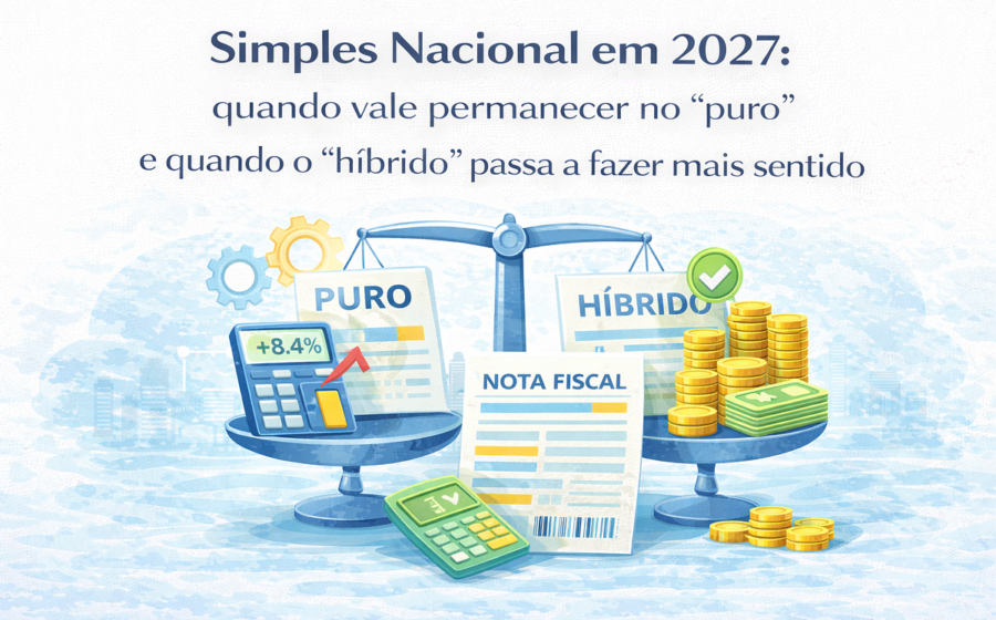 Empresário analisando opções Simples Nacional puro ou híbrido com calendário marcando 30 outubro