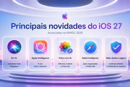 iPhone exibindo interface da Siri AI em português com iOS 27.2