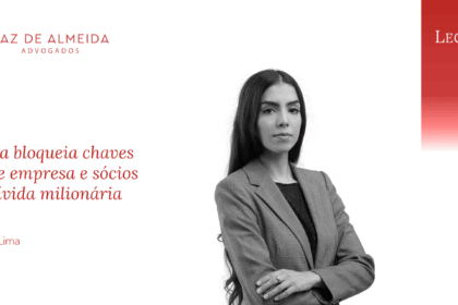 Logotipo Brasil Bitcoin com balança justiça e ícone bloqueio representando disputa judicial 650 mil clientes