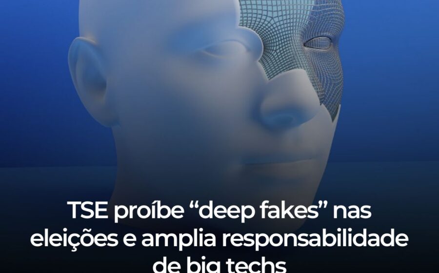Gavel do TSE sobre tela de celular com deepfake de Lula e logos de redes sociais