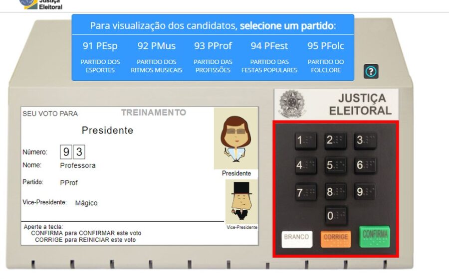 Urna eletrônica em seção eleitoral com horário estendido até 19h para 2º turno das eleições 2024