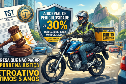 Motociclista entregador com capacete e mochila térmica Ambev pilotando moto em rua urbana