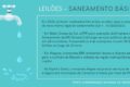Auditório vazio em leilão de saneamento com tela mostrando "Sem propostas" e gráficos de risco contratual