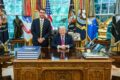 Donald Trump e Flávio Bolsonaro em destaque: tensão diplomática EUA-Brasil