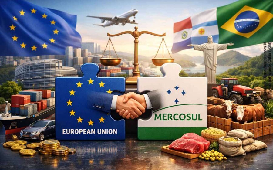 Gráfico mostra crescimento de 23,5% nas exportações brasileiras para UE após acordo Mercosul