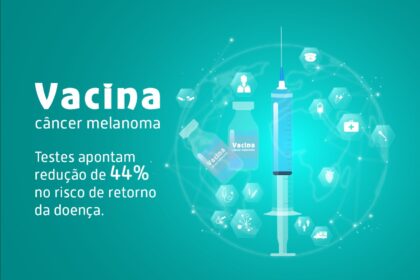 Vacina de mRNA personalizada contra melanoma da Moderna e MSD em frasco com seringa