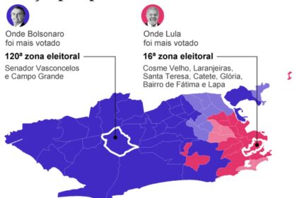 Mapa do Rio de Janeiro destacando Vassouras e outras 3 cidades com margem inferior a 100 votos entre Lula e Bolsonaro no 2º turno 2022
