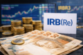 Gráfico de queda do lucro líquido do IRB(Re) em agosto de 2024 mostrando recuo de 74%