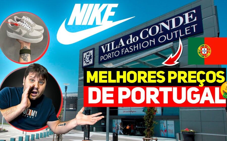 Logotipo da Nike com gráfico de ações em queda e manchete sobre demissões e previsão de receita menor