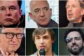 Colagem de Mark Zuckerberg, Sam Altman e Elon Musk retratados como vilões cinematográficos em pôsteres de filmes recentes