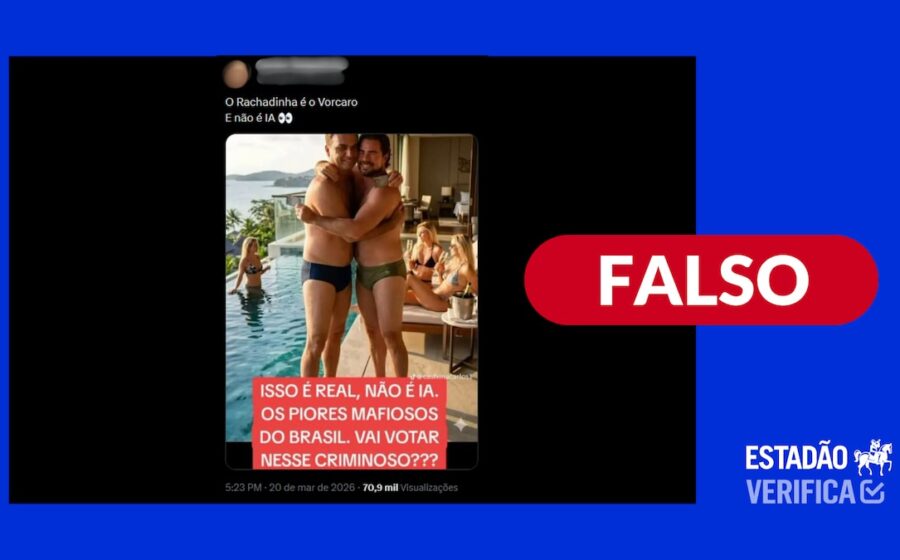 Foto falsa gerada por IA mostra Flávio Bolsonaro fazendo gesto de "L" em debate da Globo