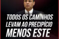 Dois caminhos divergentes convergindo para um abismo institucional escuro