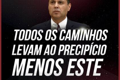 Dois caminhos divergentes convergindo para um abismo institucional escuro