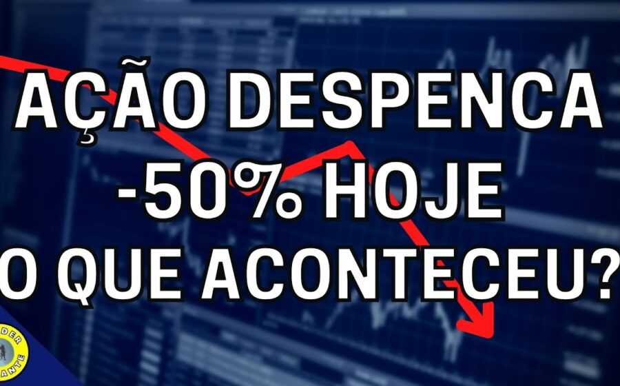 Gráfico de ações WEGE3 em queda com logotipo da WEG e indicadores financeiros negativos