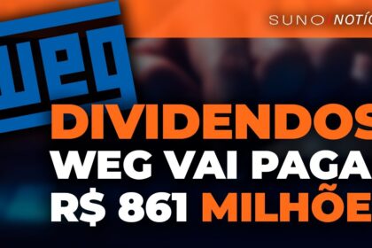 Gráfico de ações WEGE3 em queda com logotipo da WEG e ícones de dólar e cobre
