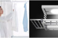 Varal robótico Xiaomi Mijia Smart Clothes Dryer 3 Max instalado no teto funcionando como luminária e secador de roupas